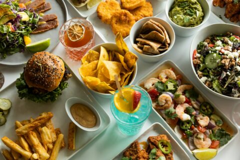 a table full of food products