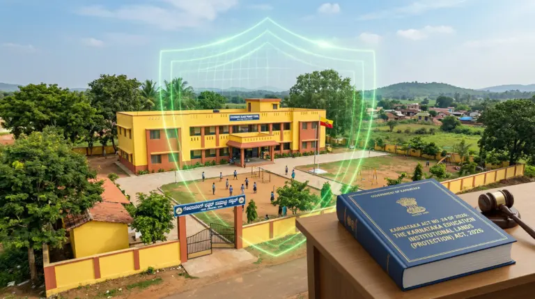Karnataka Act No. 24 of 2026 protecting government school lands - legislative document with Karnataka state emblem