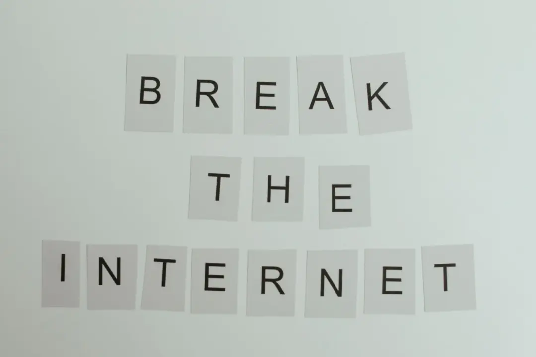 Patents And Panels: Decoding Arbitrability of - Conceptual image with text 'Break the Internet' using letter cards on a light