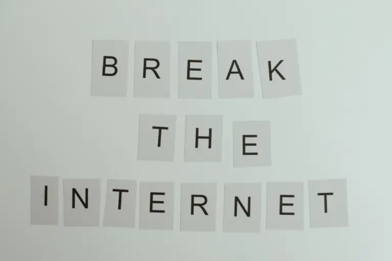 Patents And Panels: Decoding Arbitrability of - Conceptual image with text 'Break the Internet' using letter cards on a light