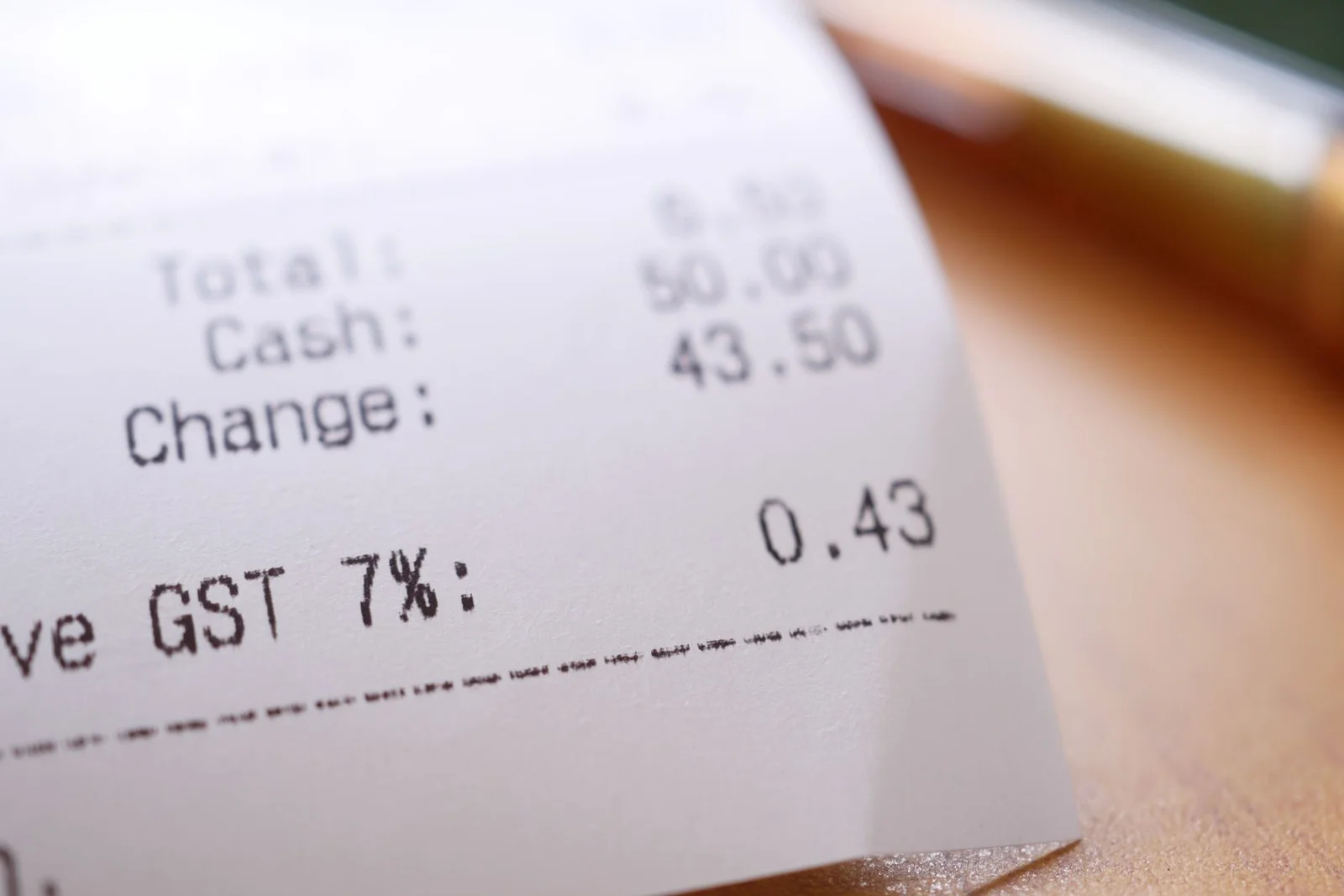 gst consultant cirp cost - NCLT - Detailed close-up image of a shopping receipt showing GST and total changes.